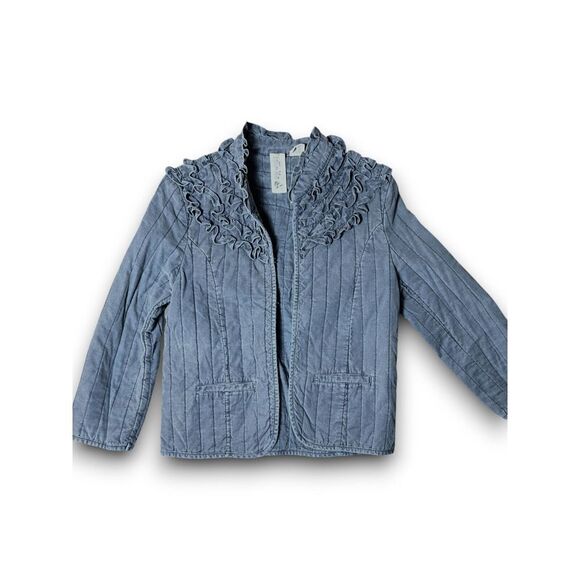 Nick and Mo Denim Inspired Ruffle Jacket Girls Size M Feminine Girly Cute Unique - Picture 1 of 9